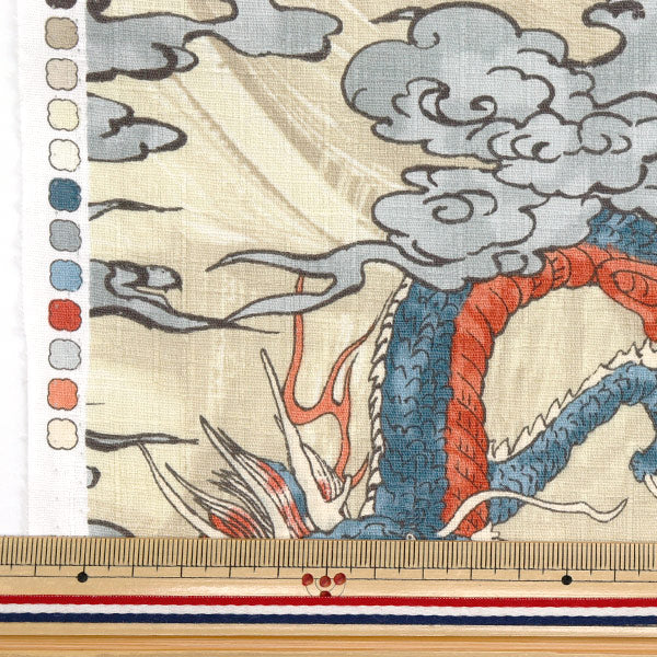 [Quantity starting from 5] Fabric "Dobby Japanese Pattern Dragon Ivory 1025-105-7B"