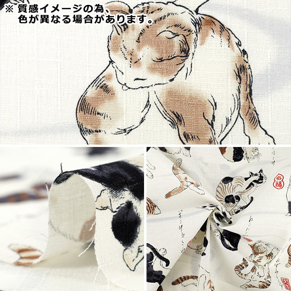 【数量5から】 生地 『和柄ドビー ネコ カラシ 1026-110-4B』