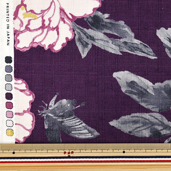 [数量5起] 织物 "日式多臂牡丹紫1026-1100-4-C”