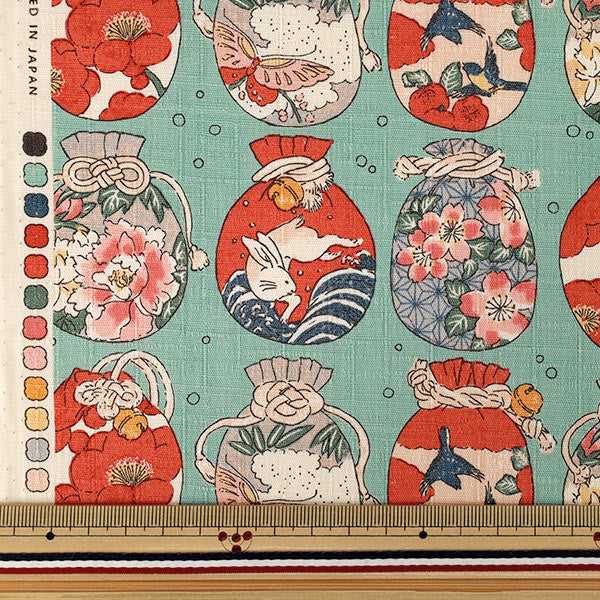 [Quantité à partir de 5] Tissu "Sac à main à cordon de serrage Dobby à motif japonais bleu clair 1026-1130-2-C »