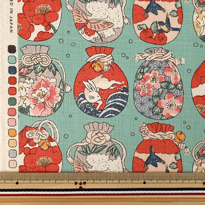 [Quantité à partir de 5] Tissu "Sac à main à cordon de serrage Dobby à motif japonais bleu clair 1026-1130-2-C »