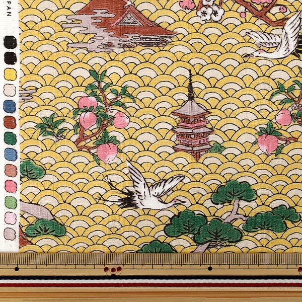 [Quantité à partir de 5] Tissu "Motif japonais Dobby Qinghai Wave Jaune 1026-1130-3-A »
