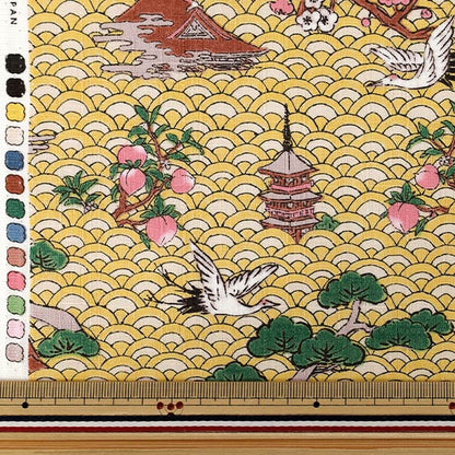 [Quantité à partir de 5] Tissu "Motif japonais Dobby Qinghai Wave Jaune 1026-1130-3-A »