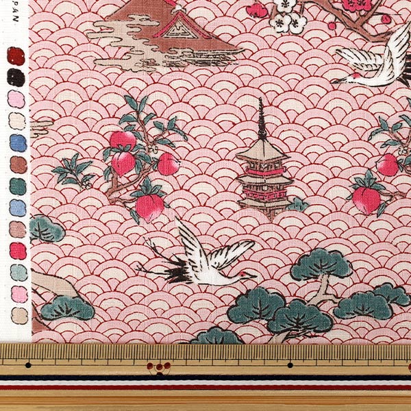 [Quantité à partir de 5] Tissu "Motif japonais Dobby Qinghai Wave Rose 1026-1130-3-B »