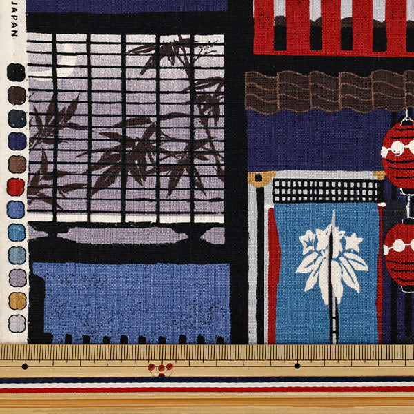 [Quantité à partir de 5] Tissu "Fenêtre dobby à motif japonais bleu 1026-1130-4-D”