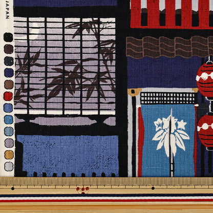 [Quantité à partir de 5] Tissu "Fenêtre dobby à motif japonais bleu 1026-1130-4-D”