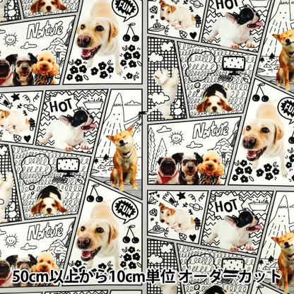 [Quantity from 5] Fabric 『Sheeting Inkjet print dog comic”