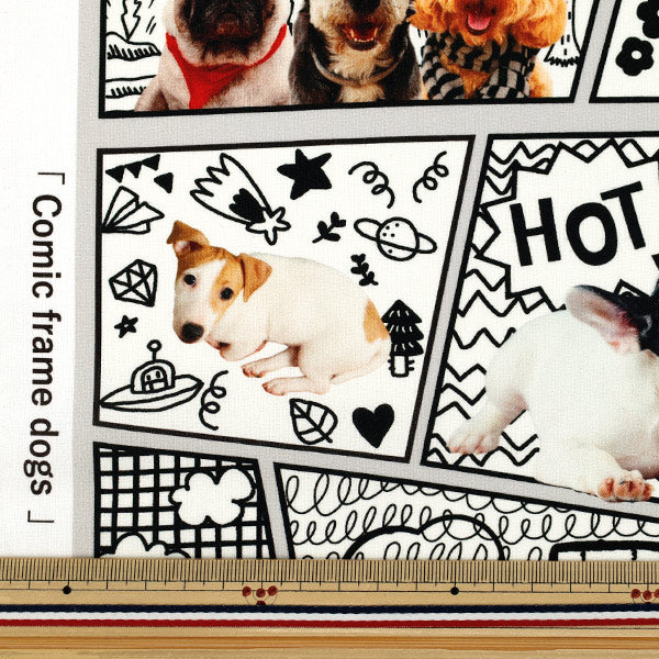 [Quantity from 5] Fabric 『Sheeting Inkjet print dog comic”