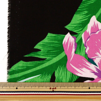 [Quantité à partir de 5] Tissu "Mauna Loa TC Hawaiian Print Cattleya Black x Pink ZK000370"