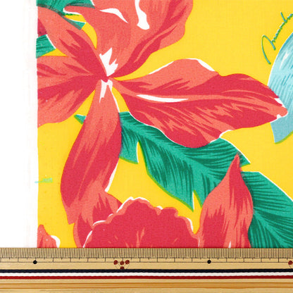 [Quantité à partir de 5] Tissu "Mauna Loa TC Hawaiian Print Cattleya jaune x rouge yfop0414"