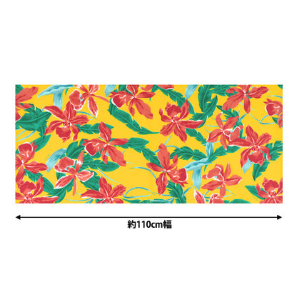 [Quantité à partir de 5] Tissu "Mauna Loa TC Hawaiian Print Cattleya jaune x rouge yfop0414"