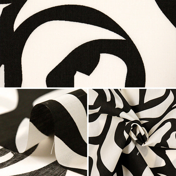 [Quantité à partir de 5] Tissu "Mauna Loa TC Hawaiian Print Lieu Kuro x Shiro ZK000004"