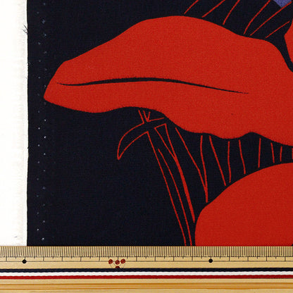 [Quantité à partir de 5] Tissu "MAUNA LOA TC Hawaiian Print Macana d'Oh Navy x Red Yfop0334"