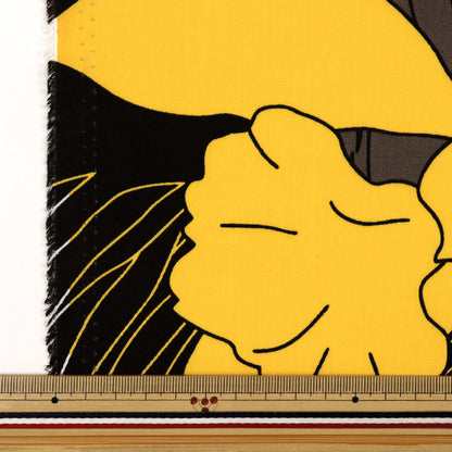 [Количество, начиная с 5] Ткань "Mauna Loa TC Гавайский принт макана o Black x желтый yfop0333"