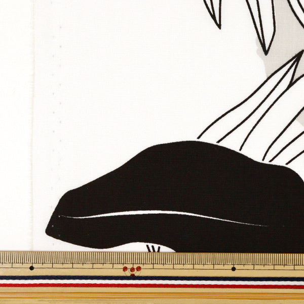 [Quantité à partir de 5] Tissu "MAUNA LOA TC Hawaiian Print Macana Of O White x Black Yfop0332"