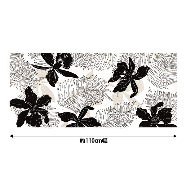 [Quantité à partir de 5] Tissu "MAUNA LOA TC Hawaiian Print Macana Of O White x Black Yfop0332"