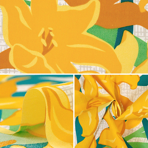 [Quantité à partir de 5] Tissu "Mauna Loa TC Hawaiian Print Lily Yellow Zk000326"