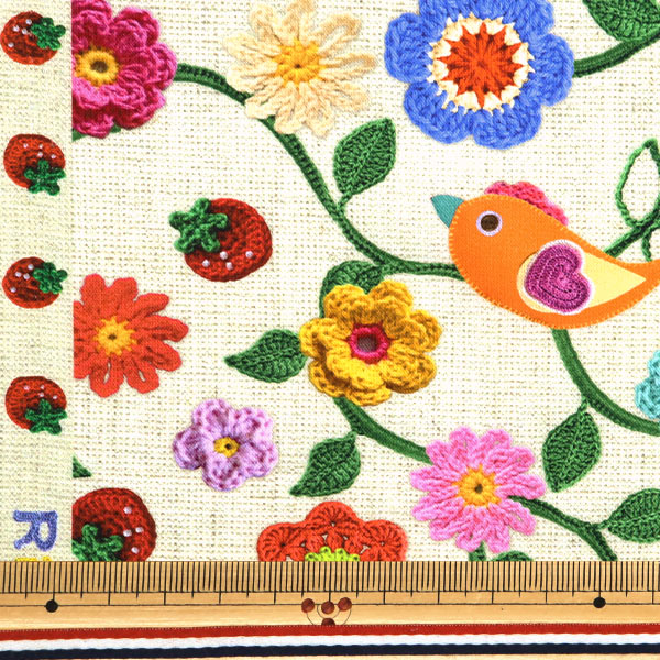 [Quantità a partire da 5] Tessuto "Police di fragole stampato digitale RR2026"