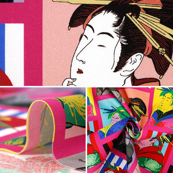 数量5から】 生地 『シーチング インクジェットプリント 浮世絵美人画