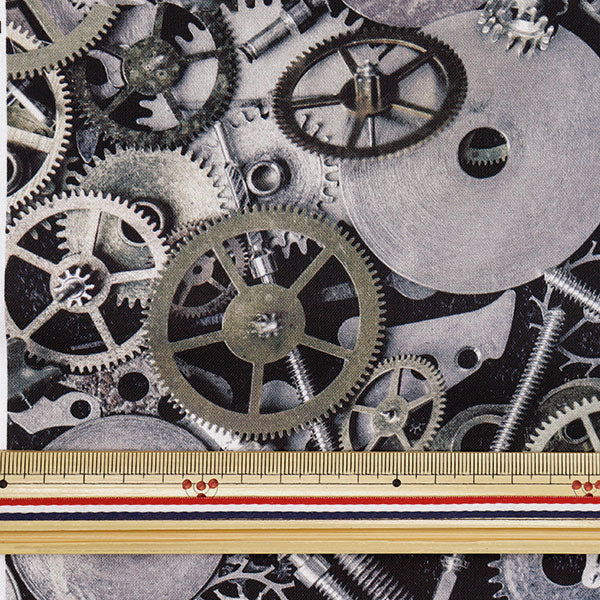 [Quantité à partir de 5] Tissu 『siège Imprimé à jet d'encre Steampunk Silver KOM-011"