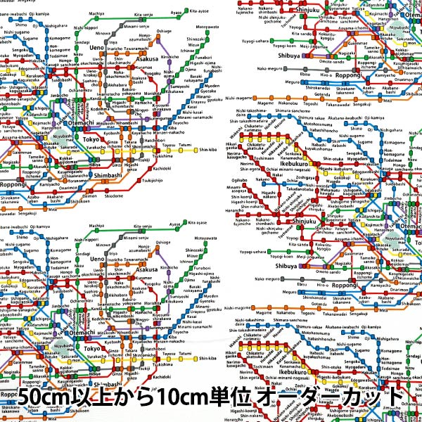 [Cantidad a partir de 5] Tela 『Oxford Mapa de ruta metropolitana de Tokio Shiro KM1000-A"