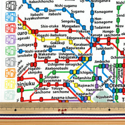 [Cantidad a partir de 5] Tela 『Oxford Mapa de ruta metropolitana de Tokio Shiro KM1000-A"