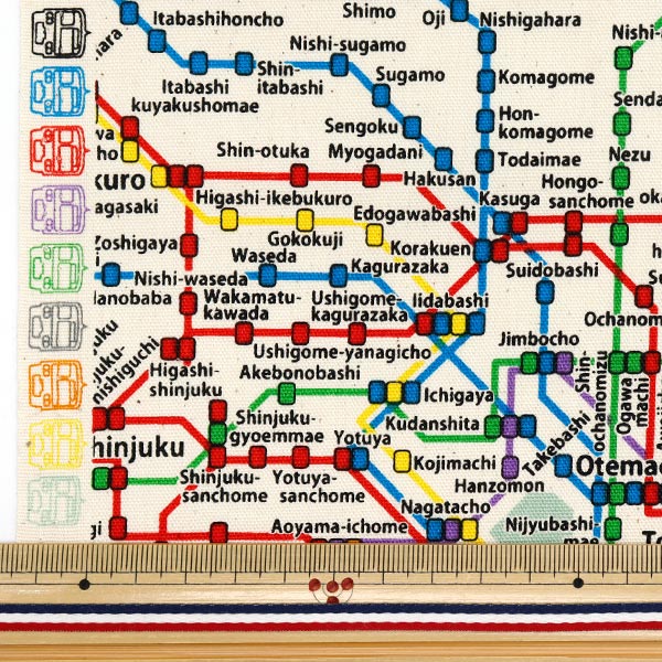 [Quantité à partir de 5] Tissu 『Oxford Tokyo Metro Route Map Kinari KM1000-B"