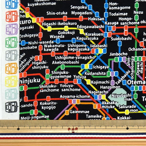 [Cantidad a partir de 5] Tela 『Oxford Mapa de ruta metropolitana de Tokio Kuro KM1000-E"