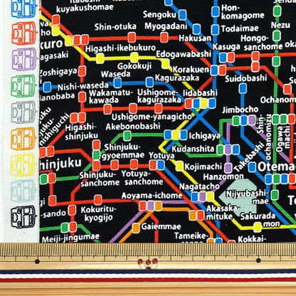 [Cantidad a partir de 5] Tela 『Oxford Mapa de ruta metropolitana de Tokio Kuro KM1000-E"
