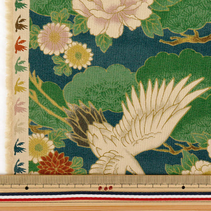 [Quantity starting from 5] Fabric 『Sheeting Vintage-like crane navy CYS1001-E"