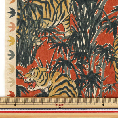 [Quantity starting from 5] Fabric 『Sheeting Vintage-Like Tiger Red CYS1002-B"