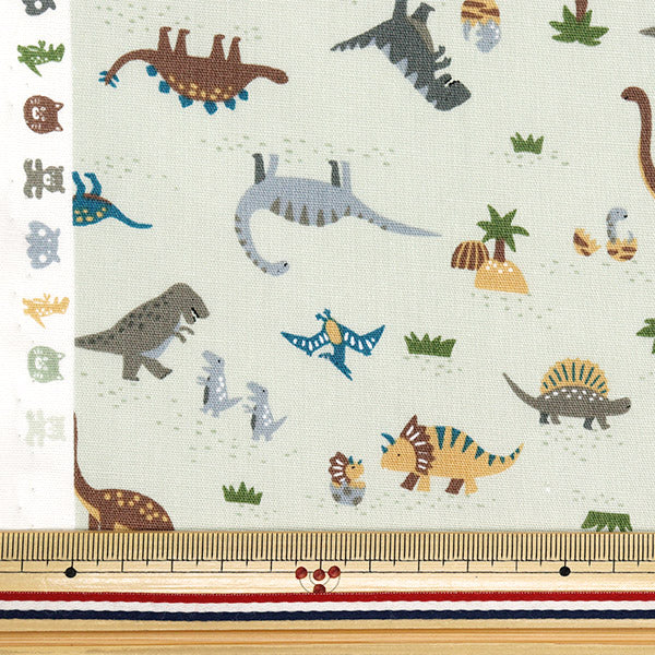 [Количество, начиная с 5] Ткань 『Простыни Nuance Kids Dinosaur Green Coco-2024-3c"