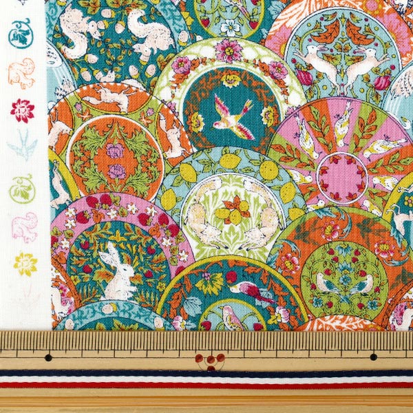 [Quantità a partire da 5] Tessuto "Art Nouveau Symphony Series Orange X Blue Green Coco-2402-4b"