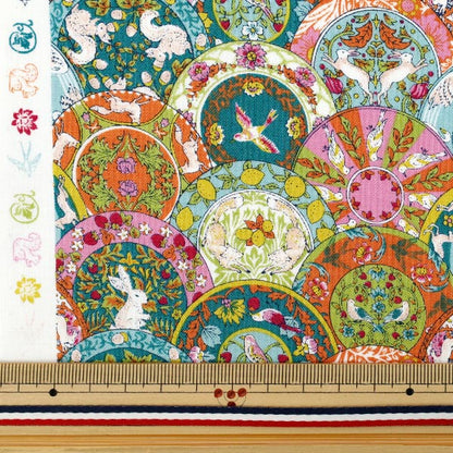 [Quantità a partire da 5] Tessuto "Art Nouveau Symphony Series Orange X Blue Green Coco-2402-4b"