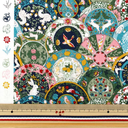 [Quantità a partire da 5] Tessuto "Art Nouveau Symphony Series Blue X Green Coco-2402-4c"