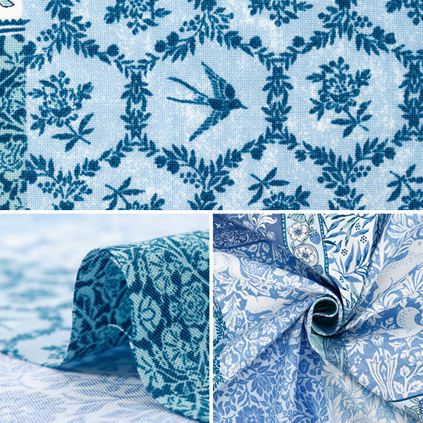 [Quantità a partire da 5] Tessuto "Art Nouveau Symphony Blue Coco-58100-5a"