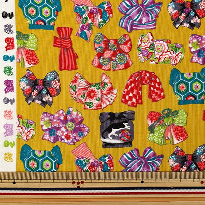 [Cantidad desde 5] Tela "láminas Patrón obi estilo japonés amarillo COCO-2510-2B”