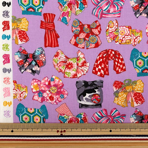 [Cantidad desde 5] Tela "láminas Patrón obi estilo japonés morado COCO-2510-2C”
