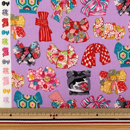 [Cantidad desde 5] Tela "láminas Patrón obi estilo japonés morado COCO-2510-2C”