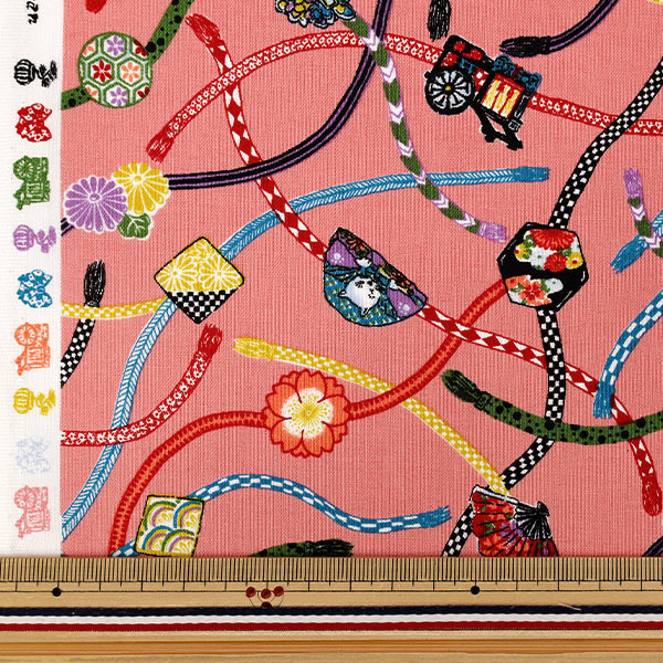 [Cantidad desde 5] Tela "láminas Patrón de clip obi estilo japonés rosa COCO-2510-3C”