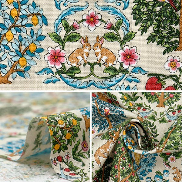 [Quantité à partir de 5] Tissu "Toile en lin en coton Forest Animal Kinari R9011-1A"