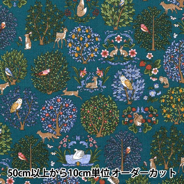 [Cantidad a partir de 5] Tela "Canvas de lino de algodón Bosque de animales R9011-1E"