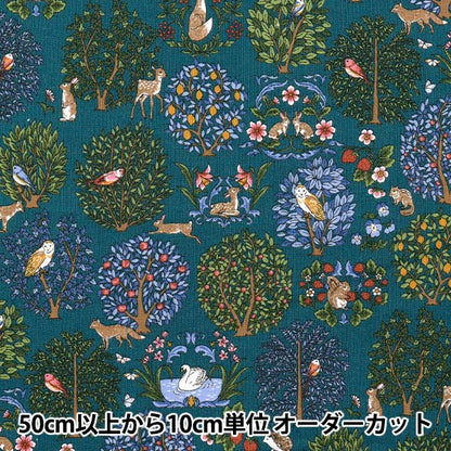 [Cantidad a partir de 5] Tela "Canvas de lino de algodón Bosque de animales R9011-1E"