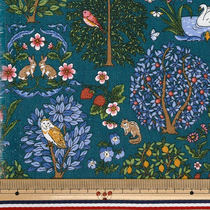 [Cantidad a partir de 5] Tela "Canvas de lino de algodón Bosque de animales R9011-1E"