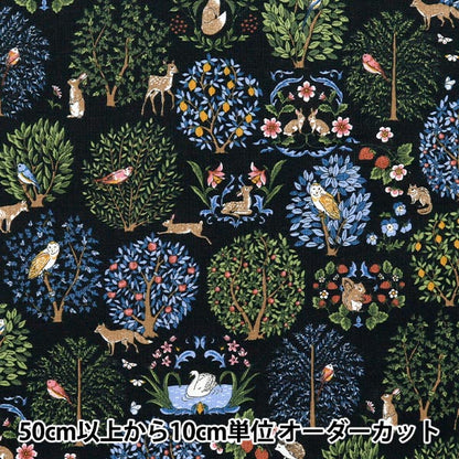 [Cantidad a partir de 5] Tela "Canvas de lino de algodón Bosque de animales R9011-1F"