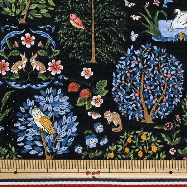 [Cantidad a partir de 5] Tela "Canvas de lino de algodón Bosque de animales R9011-1F"