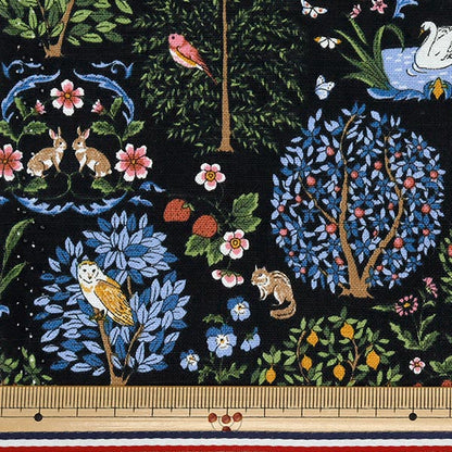 [Cantidad a partir de 5] Tela "Canvas de lino de algodón Bosque de animales R9011-1F"