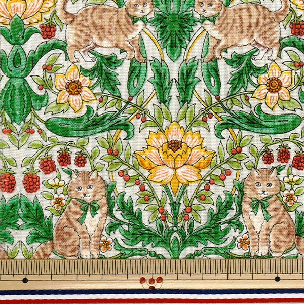 [Quantité à partir de 5] Tissu "Toile en lin en coton jardin de chats kinari r9011-2a"