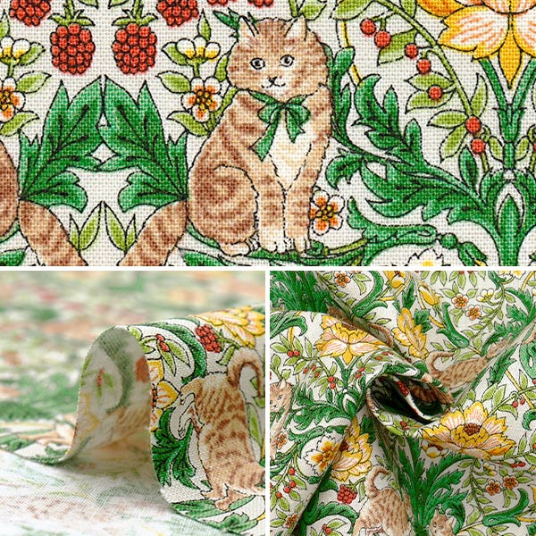 [Quantité à partir de 5] Tissu "Toile en lin en coton jardin de chats kinari r9011-2a"