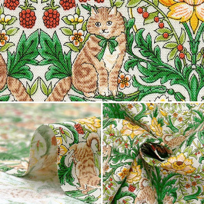 [Quantité à partir de 5] Tissu "Toile en lin en coton jardin de chats kinari r9011-2a"